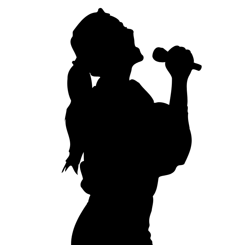 マイクを持って歌う人のシルエット