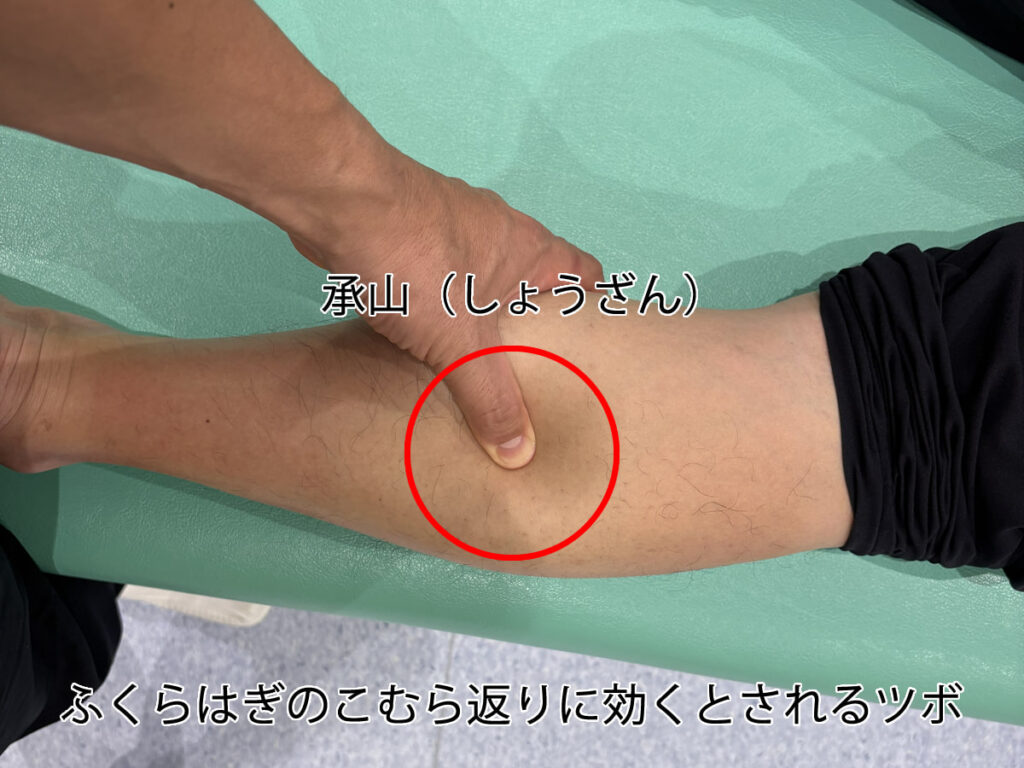承山（しょうざん）ふくらはぎのこむら返りに効くとされるツボ